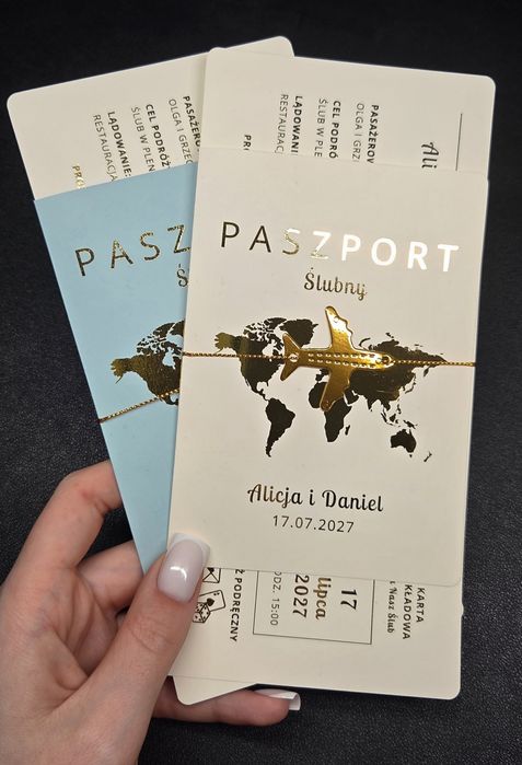 Zaproszenia ślubne PASZPORT - złocone | zaproszenie na ślub