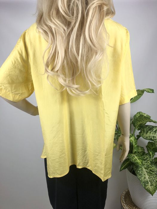 Żółta długa letnia jedwabna koszula damska 100% silk na lato