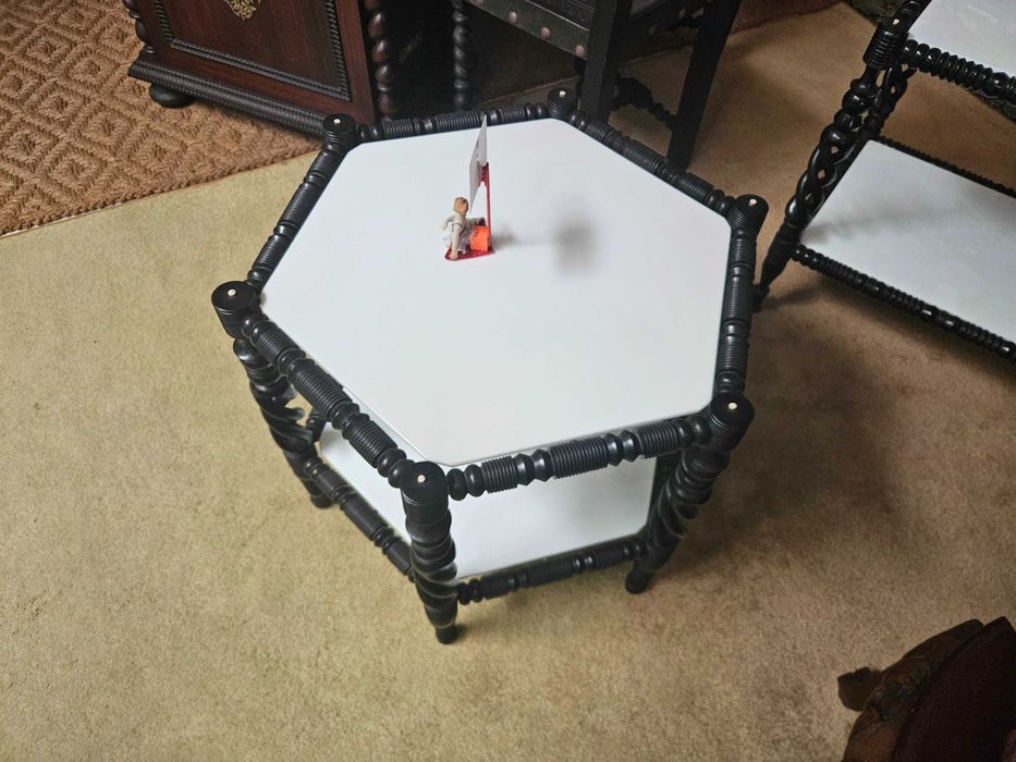 Mesa de centro antiga, exagonal - Muito Bom estado