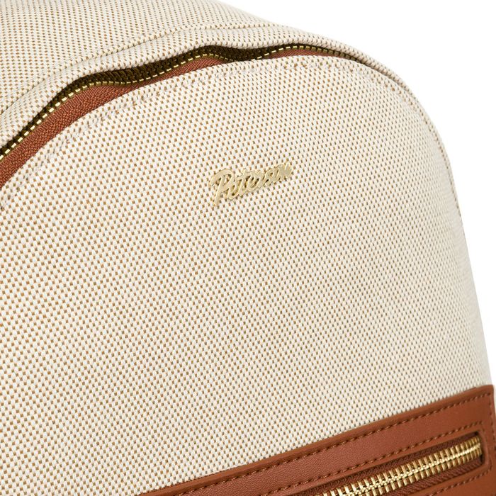 Plecak Damski PETERSON Miejski Skóra Tkanina Beżowo-Brązowy Duży