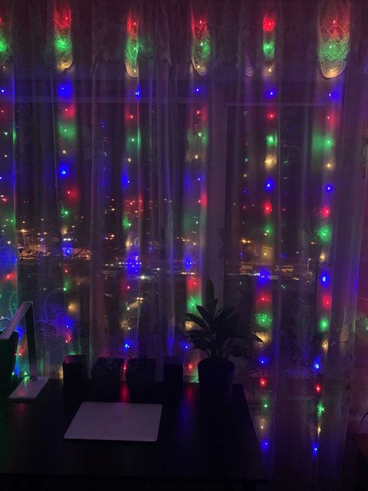 Гірлянда штора 3*2 USB з пультом холодний теплий кольори гирлянда роса