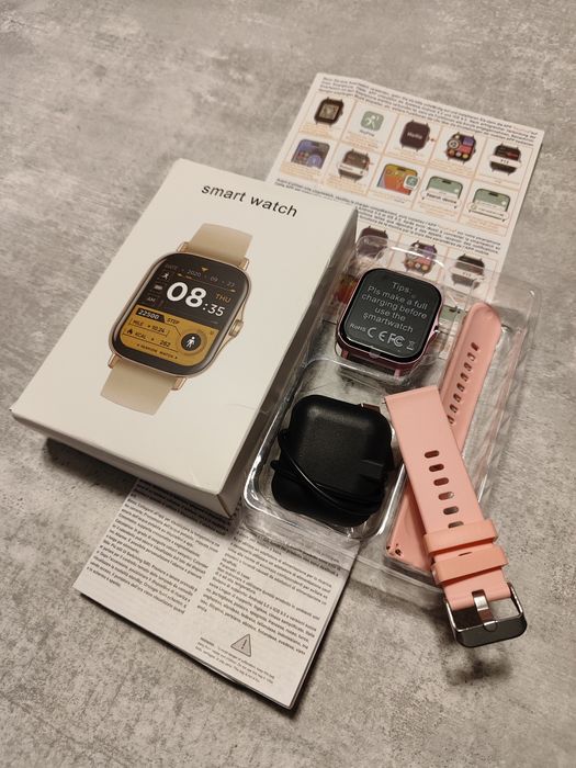 Nowy Smartwatch Różówy, rozmowy, kalkulator, krokomierz, budzik, itd