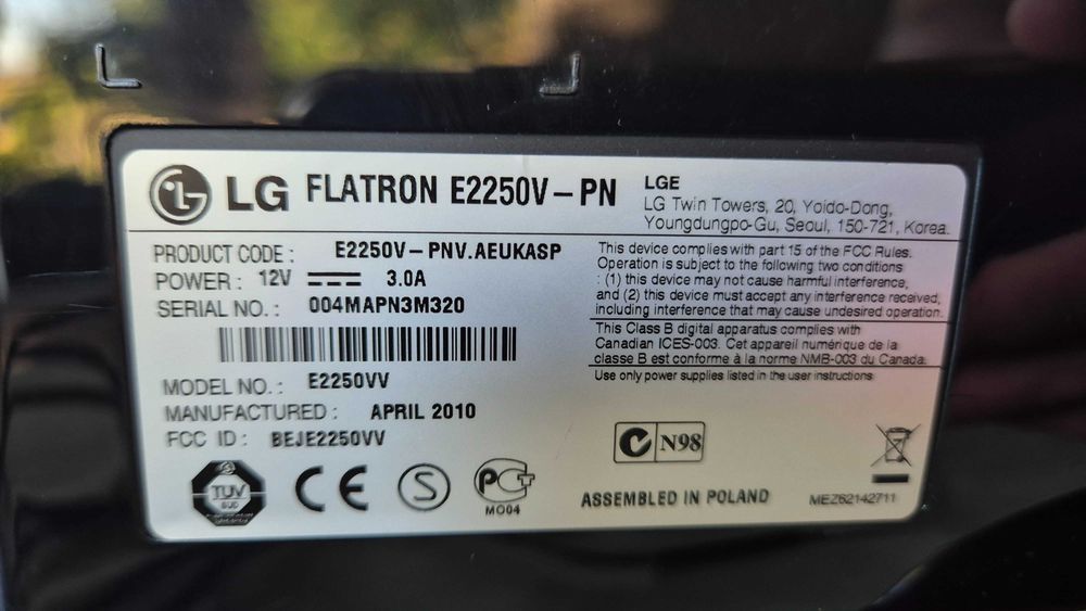 Monitor PC LG Flatron E2250V – 22" Full HD