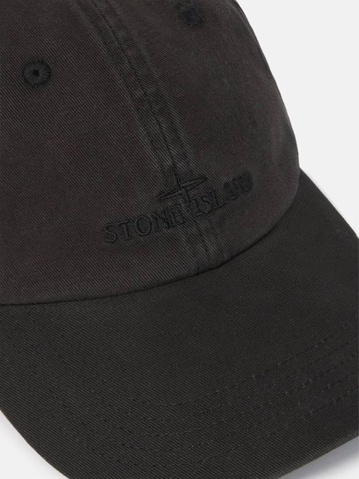 Кепка Stone Island чорна чоловіча бавовна