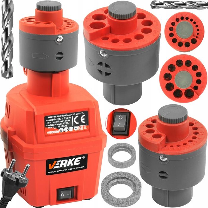 Ostrzałka Do Ostrzenia Wierteł Elektryczna Dwa Adaptery 2x Głowica 3-1