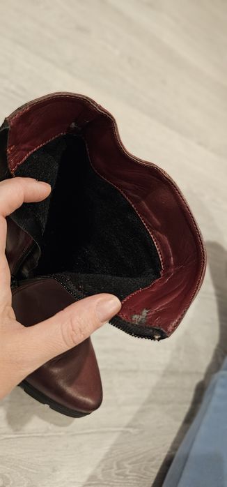 Botki słupek,sztyblety, krótkie kozaki r.36 skórzane bordowe