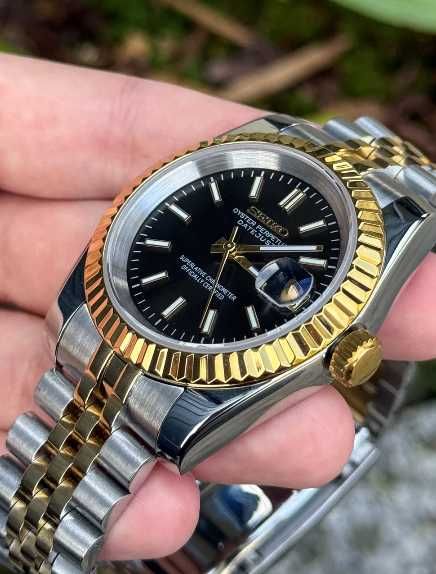 Seiko MOD Datejust Złoty Czarny Two-Tone Jubilee Custom NOWY