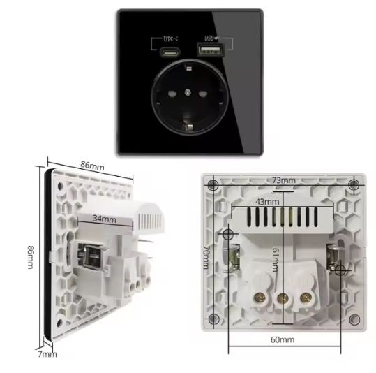 Розетка 220В з USB та Type-C Олх доставка