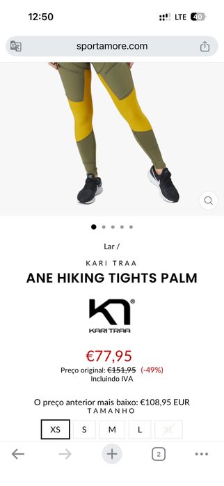 Легінси туристичні Kari Traa ane Hiking Tights Palm розмір M/L