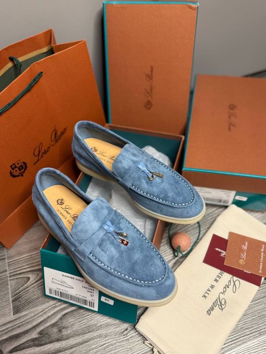 Блакитні лоро піана loro piana lp лофери лоріки балетки туфлі лоферы
