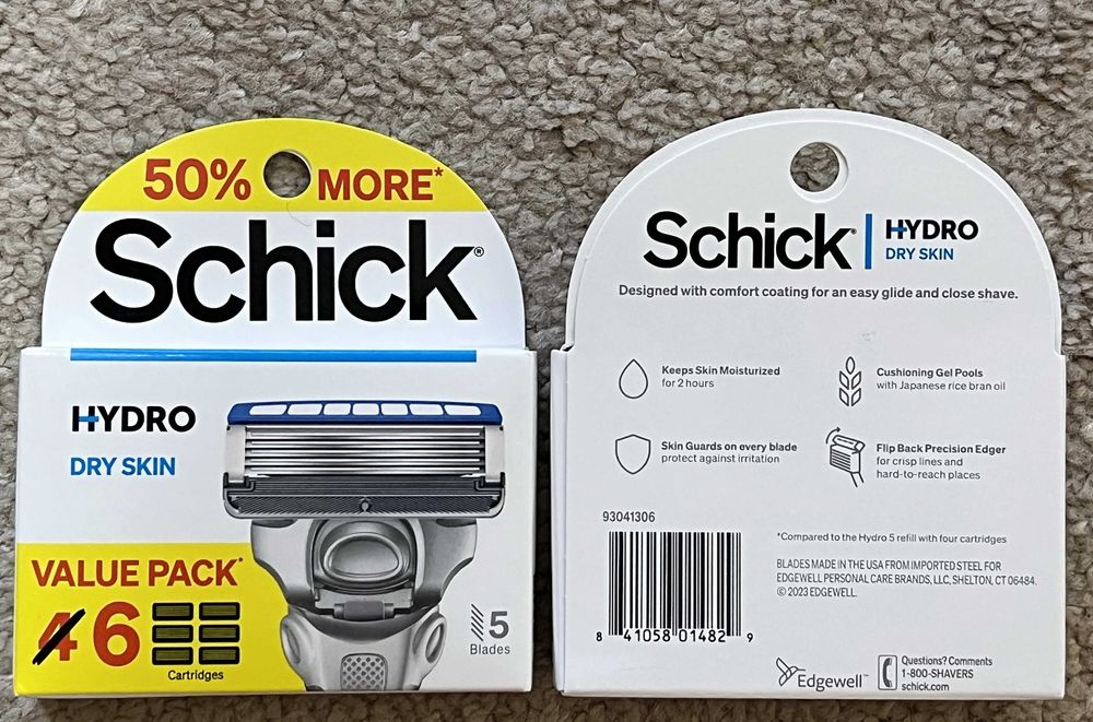 Картриджи 6шт Schick Hydro 5 США, Barbasol 6 лезвия, лосьон