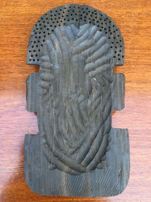 Máscara tribal Africana pau-preto Mocambique Cabinda Ébano Antiga 25cm