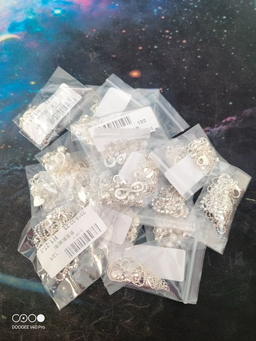 Conjunto 21 Tornozeleiras prateadas