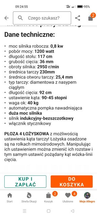 Piła do glazury 650 złotych