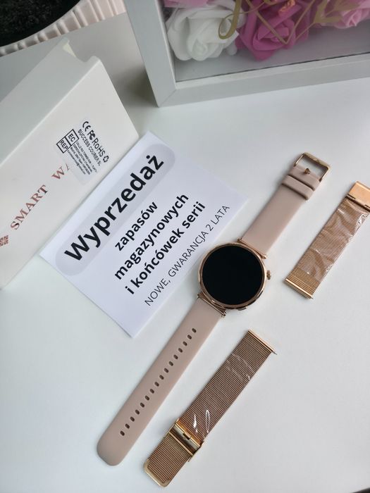 Smartwatch Damski, nowy, pełny komplet. Wyprzedaż magazynu