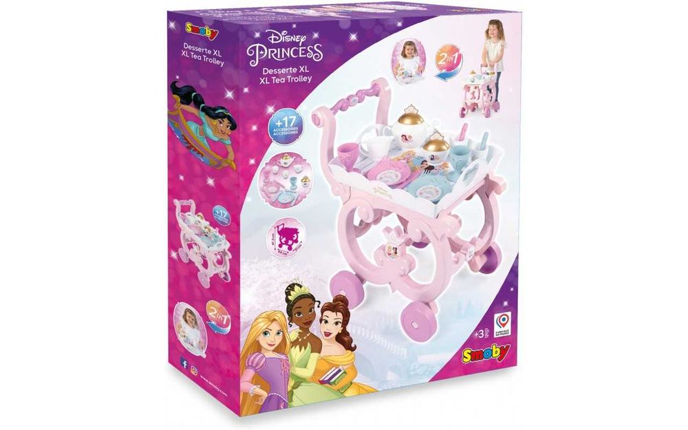Іграшковий візок Smoby Дісней Принцеси з підносом і посудкою (312502)