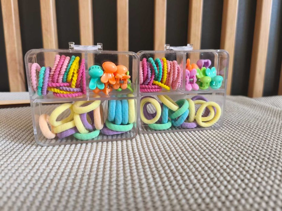 Nowe kolorowe spinki żabki gumeczki do włosów gumki dla dziecka