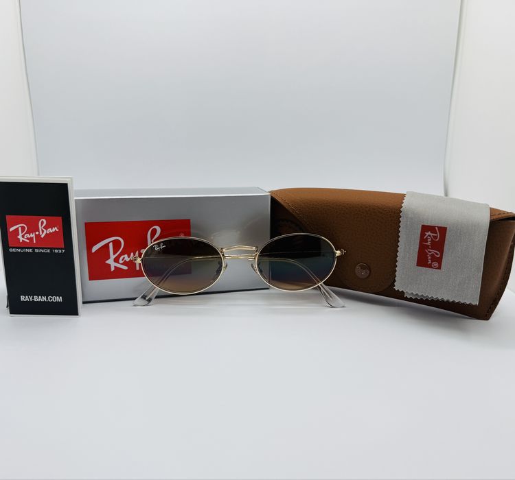 Солнцезащитные очки Ray Ban Oval 3547 Gold-Brown Gradient 51мм стекло