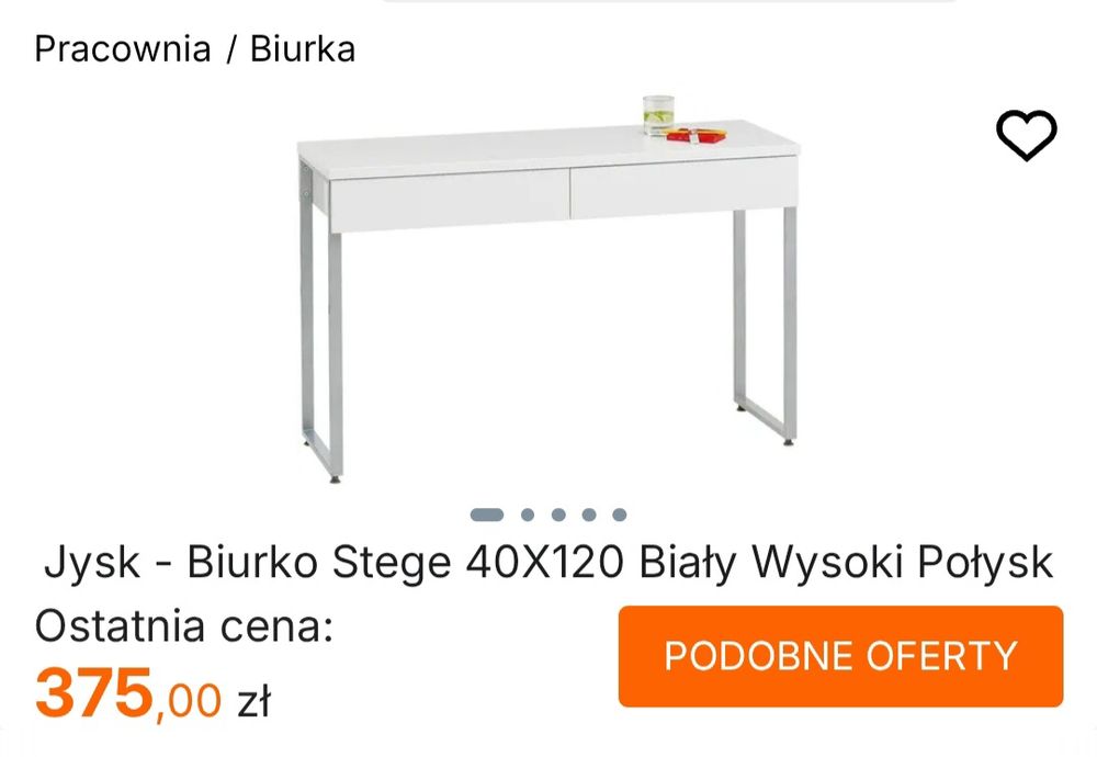 Toaletka konsola biała połysk Jysk
