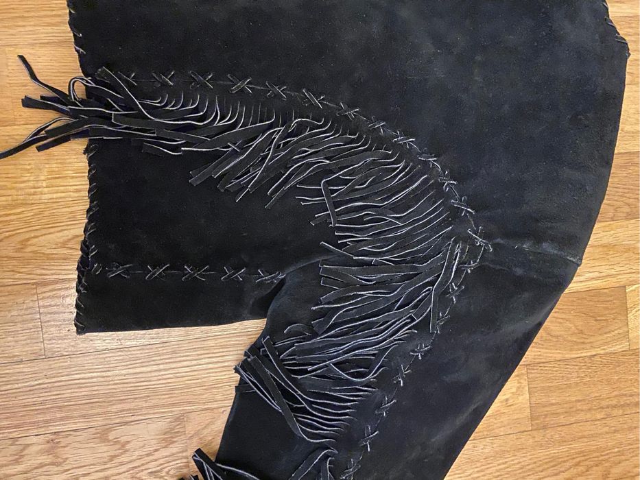 Casaco indie hippie motard em camurça senhora feito à mão - tamanho 36