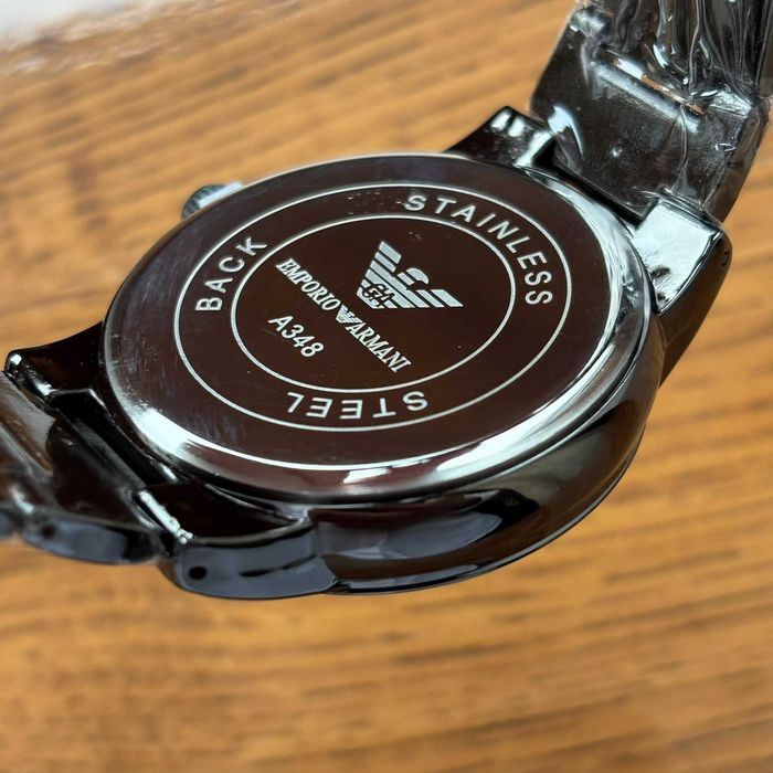 Хіт! Чоловічий годинник Emporio Armani на браслеті чорного кольору