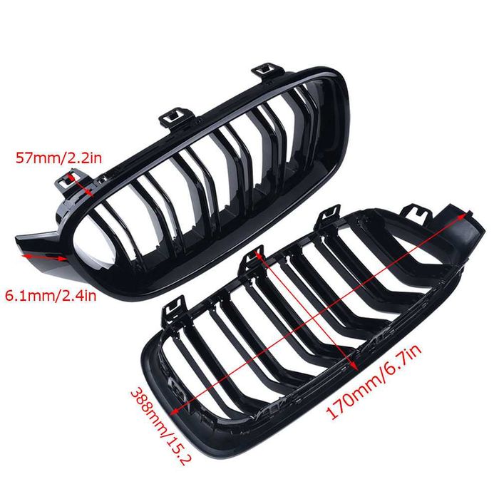 Grelhas preto piano dupla barra para BMW série 3 F30 F31 F35