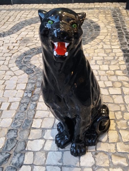 Pantera Negra em loiça - Boavista - Leopardo, Papagaio, cães - Barro
