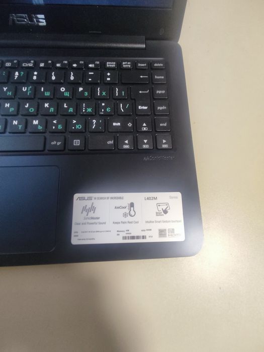 Asus L402M, 14".Celeron N2840, 2gb ddr3, ssd 120gb.