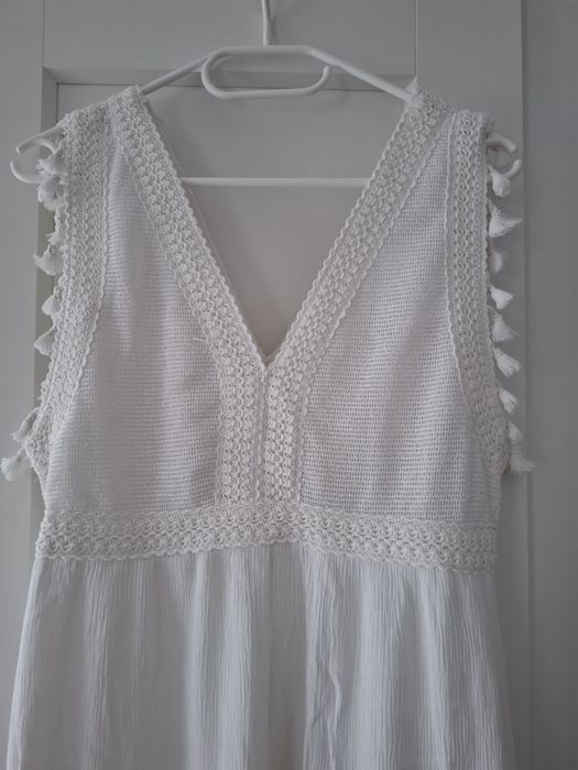 Biała sukienka boho,ażurowa 38/40
