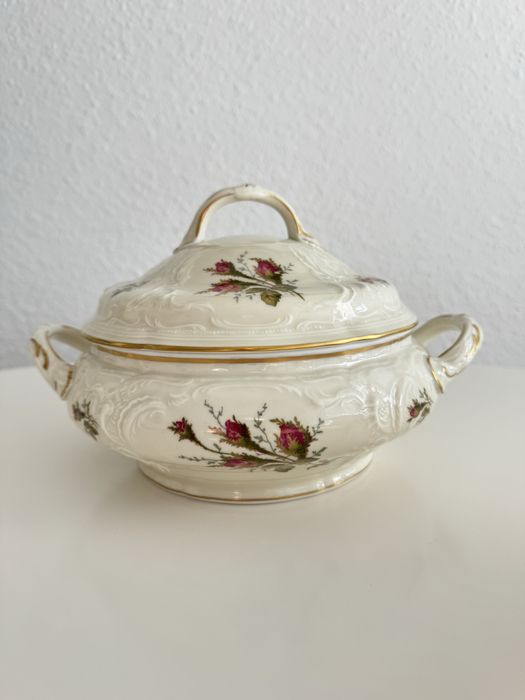 Waza teryna Rosenthal Sanssouci Ramona, porcelana ecru + złoto