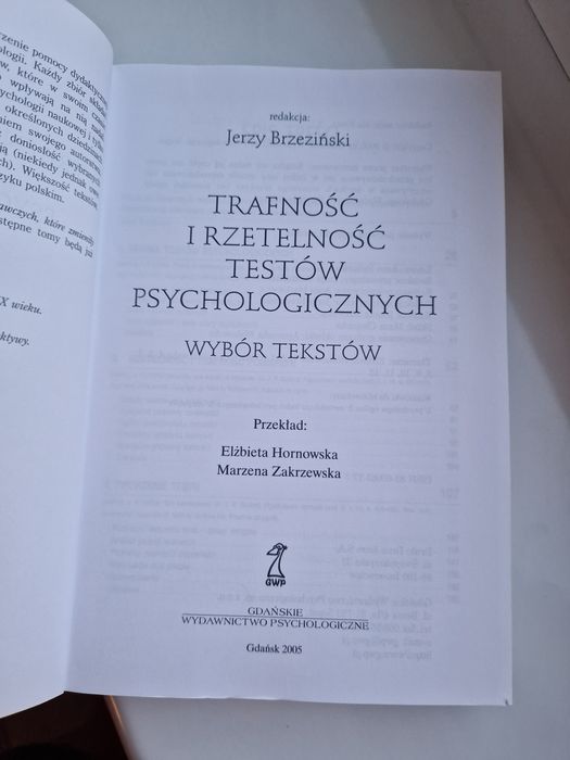 Trafność i rzetelność testów psychologicznych Jerzy Brzeziński