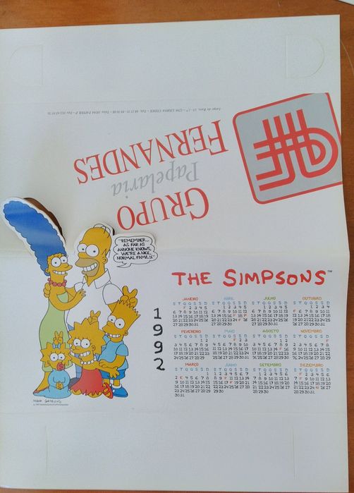 Calendário -Banda desenhada "Os Simpsons".