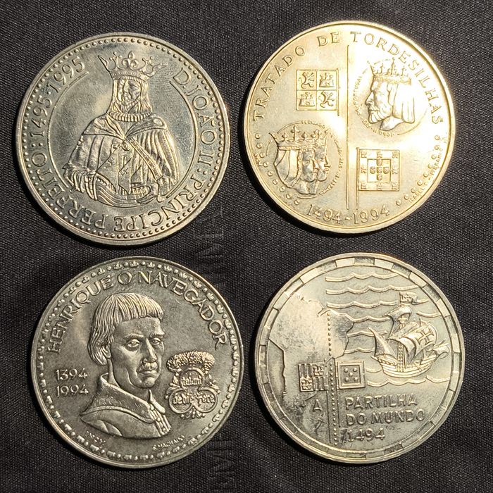 Conjunto de 4 moedas de 200Esc. - 5° Serie  Descobrimentos.