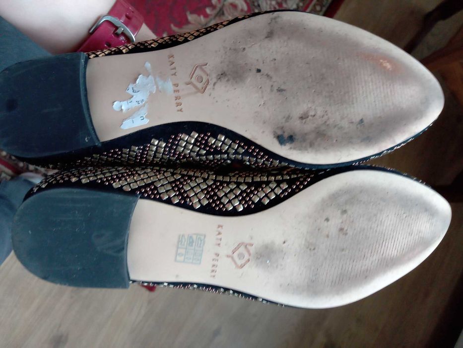 Balerinki Katty Perry ćwieki dżety czarne złote 36