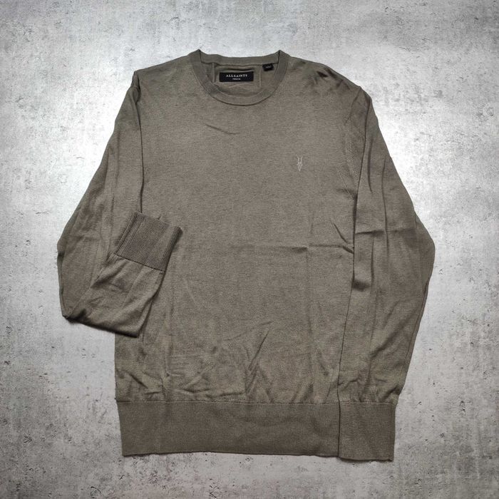 MĘSKI Elegancki PREMIUM Lekki Sweterek Sweter Oliwka AllSaints Haft Logo