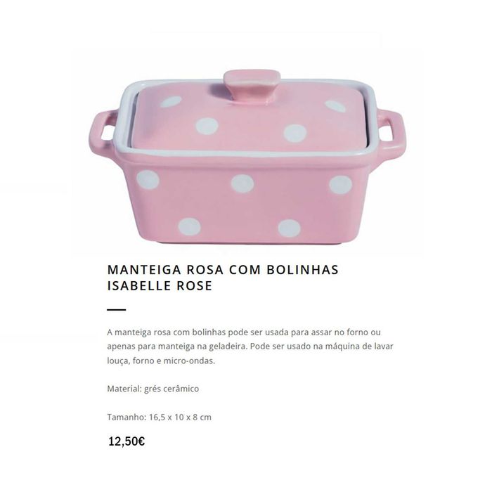 Manteigueira rosa com tampa - Isabelle Rose