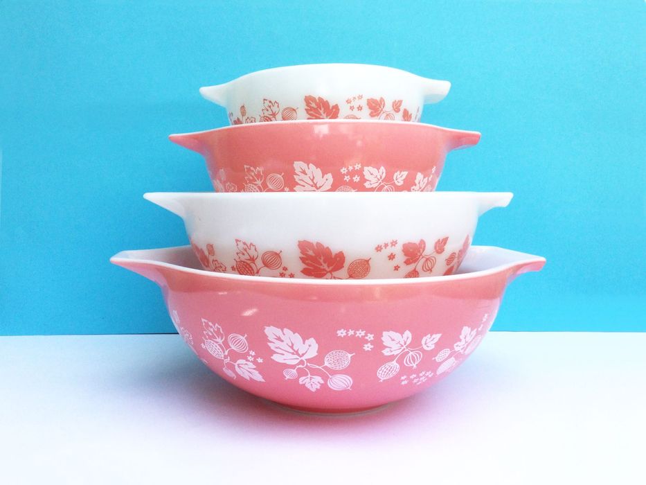 Conjunto de 4 Tigelas Pyrex | Groselha Rosa | EUA, anos 1950