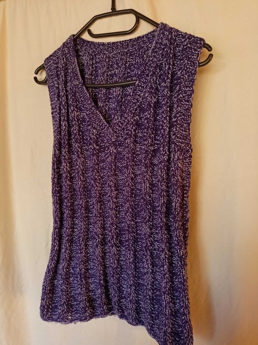 Fioletowa, ręcznie robiona kamizelka roz. uniwersalny M/L