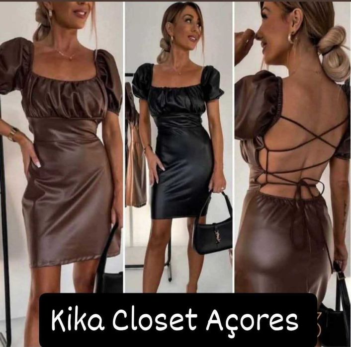 New Collection e Tendência Maravilhoso Vestido polipele Camel NOVO