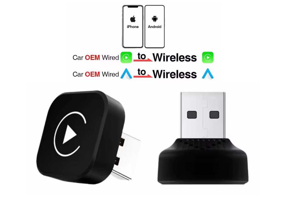 Bezprzewodowy adapter CarPlay i Android Auto 2w1 bluetooth
