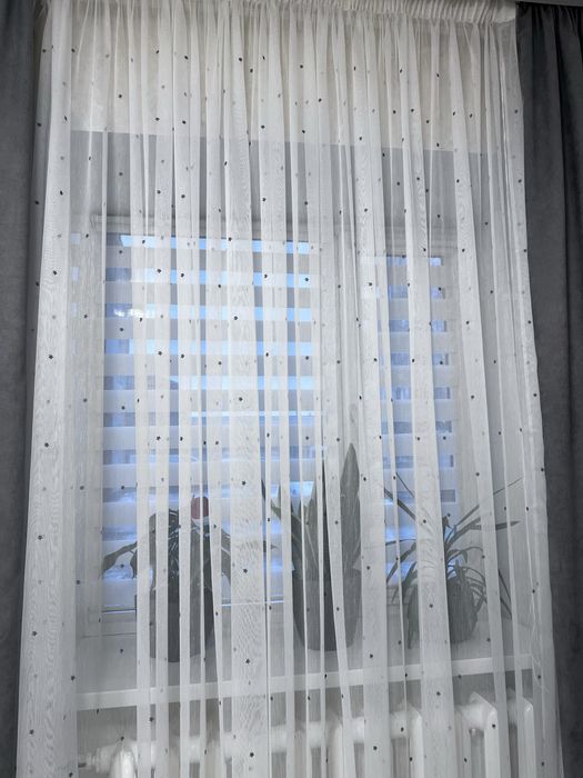 Тюль сіра омбре льон бамбук вишивка