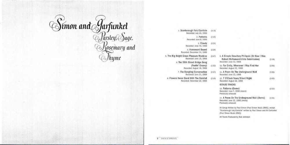 Simon & Garfunkel - - - - - Parsley, Sage, Rosemary and Thyme - - - CD