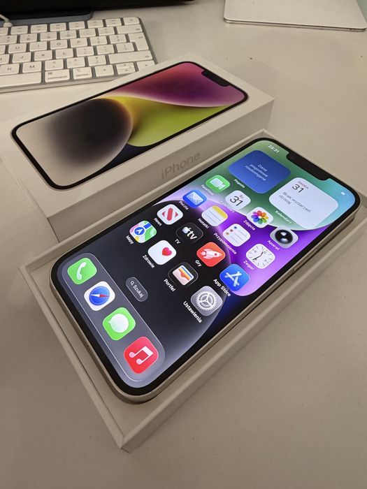 Bateria 100%  iPhone 14 128gb Starlight Stan Idealny