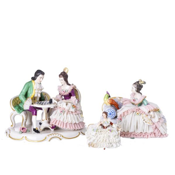Porcelana - Três esculturas - Dresden - Século XIX