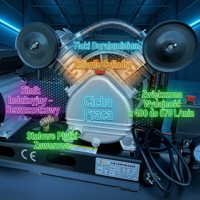 12 Bar 150l Kompresor olejowy sprężarka 4,7KM 570l/min PROMOCJA!