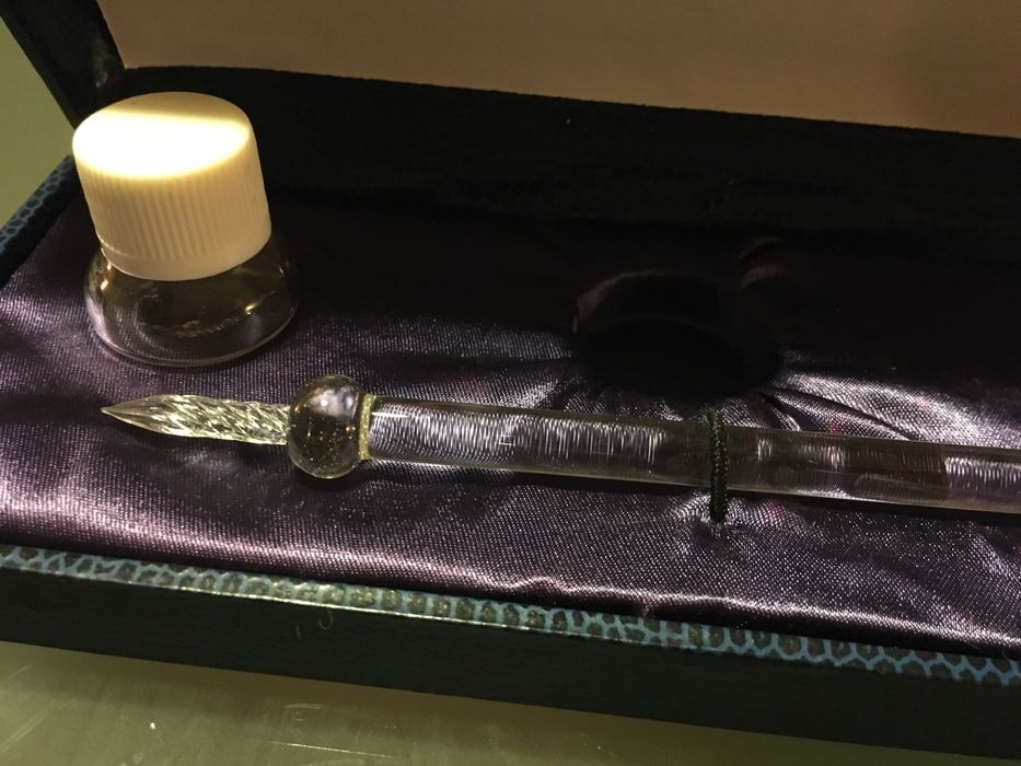 Caneta vidro tinteiro antigo