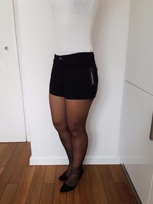 Nowe spodenki szorty spodnie shorty czarne C&A 40 L czerń jeansowe