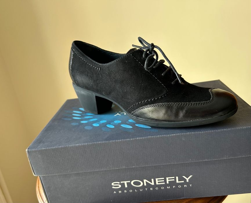 Sapatos de senhora camurça/pele