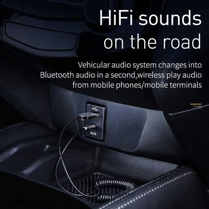 Bluetooth AUX ресивер аудіо адаптер FM-трансмітер Baseus BA01 USB