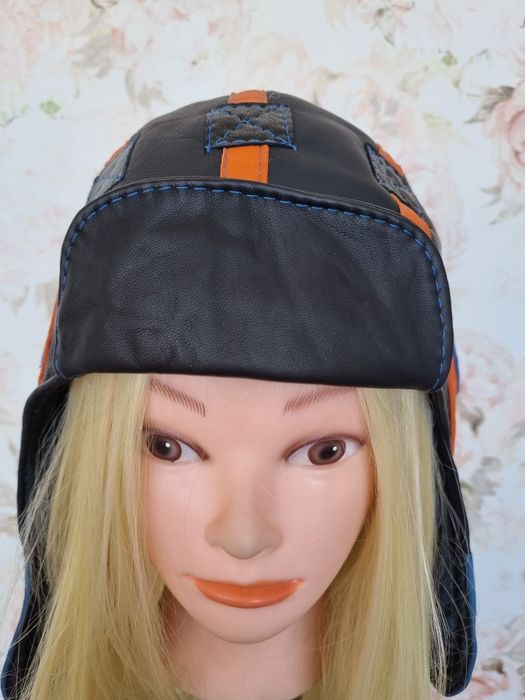 Skórzana czapka pilotka